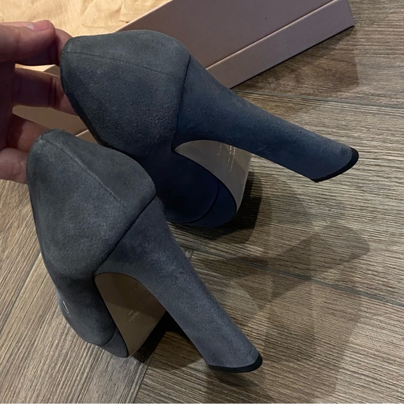 Miu Miu nebbia gray suede high heels open toe 36.5 - Picture 12 of 12